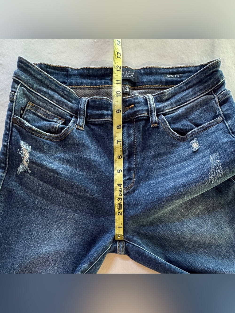 Judy Blue Destroyed Cuffed Mid-Rise Slim Fit Jeans Cuffed or Uncuffed (7/28) - Picture 7 of 15